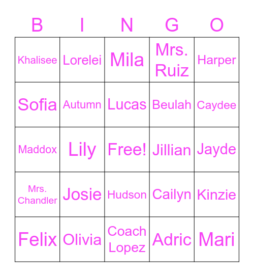 3RD-5TH BINGO Card