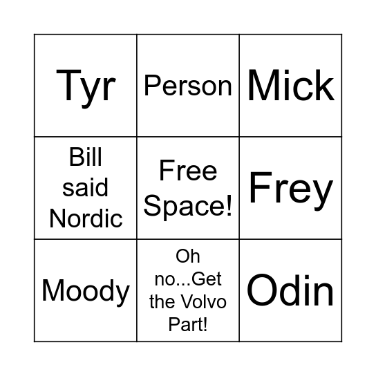 Donovan Volvo Loaner Car Bingo Card
