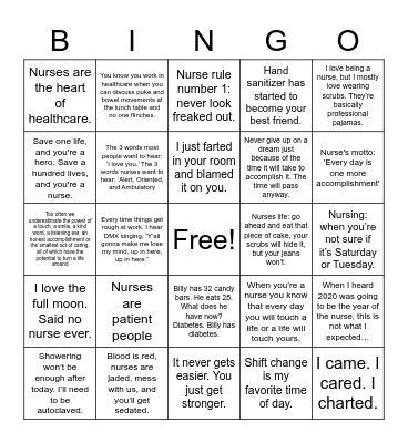 Nurses’ Week Bingo Card
