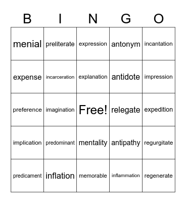 Untitled Bingo Card