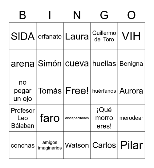 EL ORFANATO-PARTE I Bingo Card