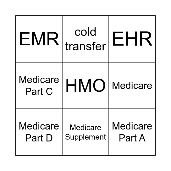 Medical Admin Bingo Card
