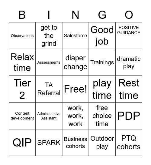 FAMILY CHILDCARE HOMES Bingo Card