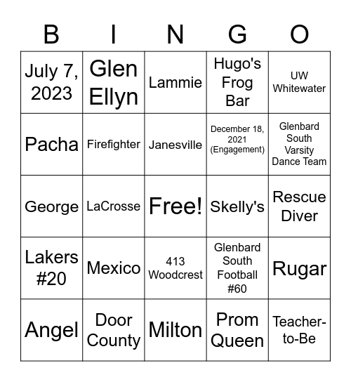 Jessica + Nico Are Engaged!!! Bingo Card