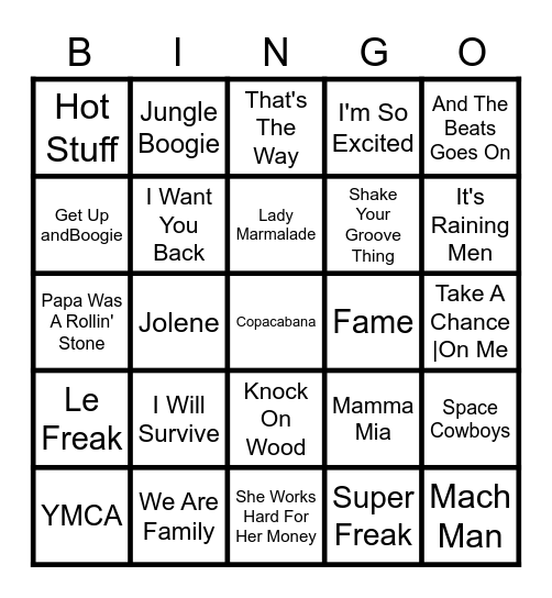 Disco Bingo Card