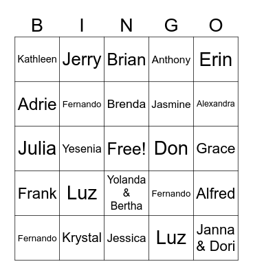 Who’s who? Bingo Card