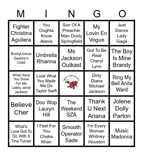Hits! Blackout! Bingo Card