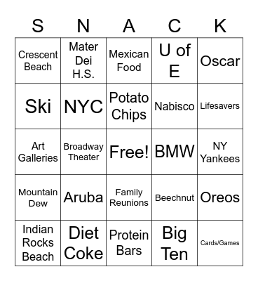 BW Bingo Card