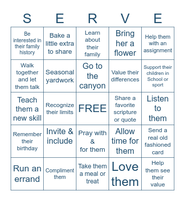 Ministering Bingo Card