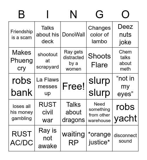 Kaiba Bingo Card
