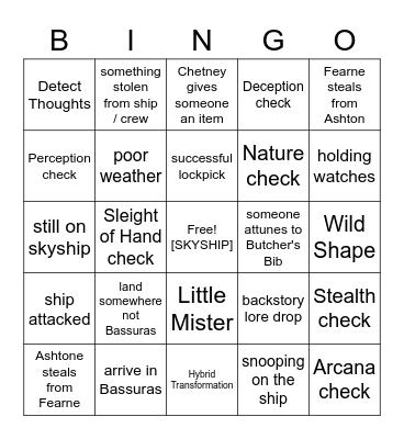 Absolutely Nothing Can Get Us Up Here [Critical Role 3.23] Bingo Card