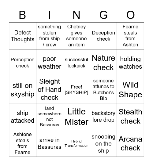 Absolutely Nothing Can Get Us Up Here [Critical Role 3.23] Bingo Card