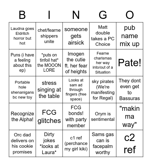 c3e23: there was something in the air that night Bingo Card