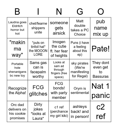 c3e23: there was something in the air that night Bingo Card