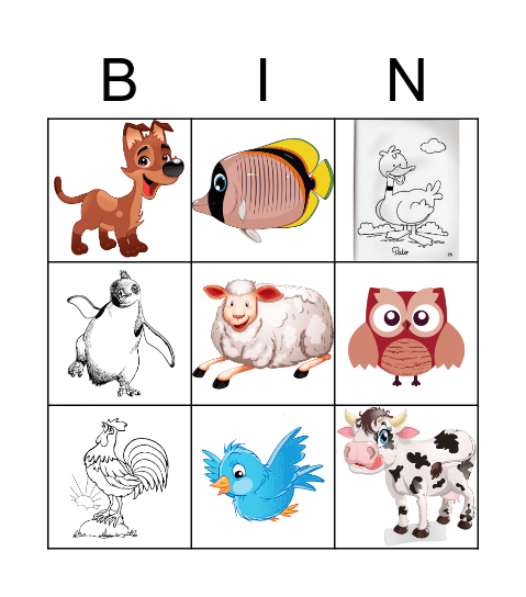 Bingo dos animais Bingo Card