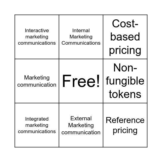 Communication and Pricing Services Bingo Card