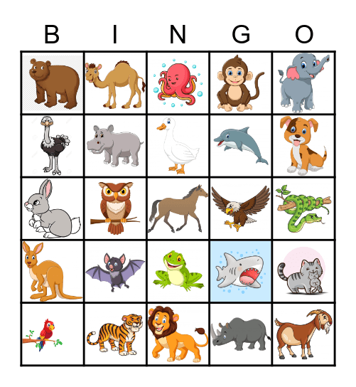 Animal Bingo Card