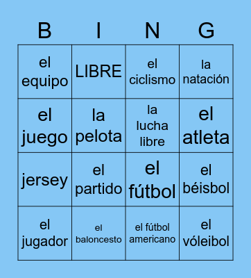 Los Deportes Bingo Card