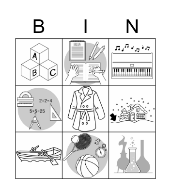 School Subjects Bingo Card