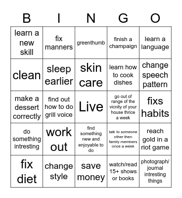 Summer Suffering Bingo Card