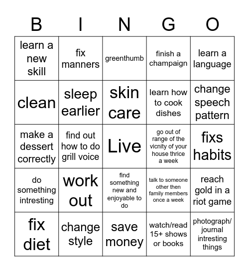 Summer Suffering Bingo Card