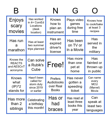 REACTS Team BINGO! Bingo Card