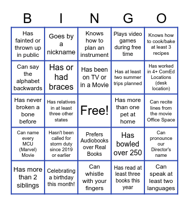 REACTS Team BINGO! Bingo Card