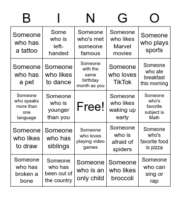 Human Bingo Card