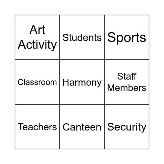 Our Schools, Our Stories Bingo Card