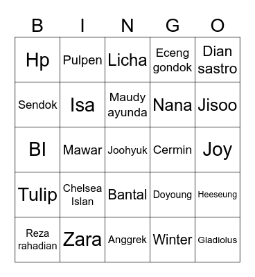 KARINA00TQ Bingo Card