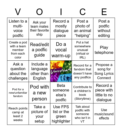 VoiceTeam 2022 Round 2 Bingo Card