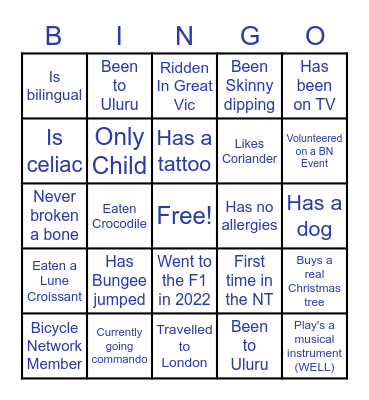 GREAT TOP END ESCAPE Bingo Card