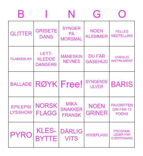 EUROVISION <3 Bingo Card