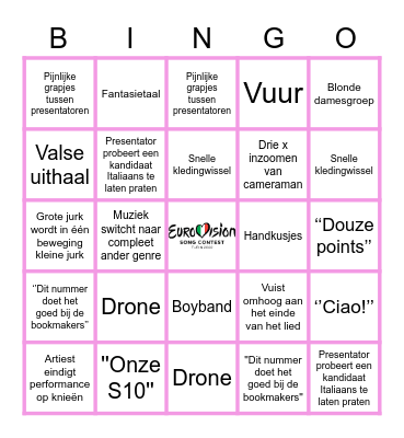 Eurovision Bingo ! Bingo Card