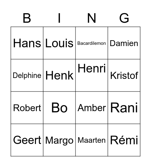 Muziekbingo Card
