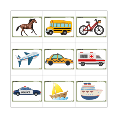 TRANSPORTATION Bingo Card