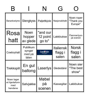 EUROVISJON BINGO 2022 Bingo Card