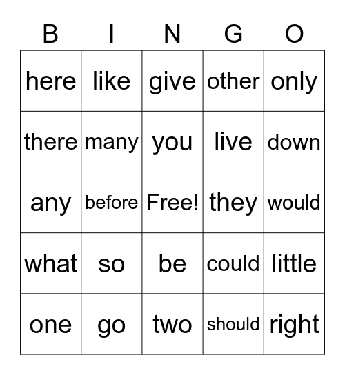 Tricky words 2 Bingo Card