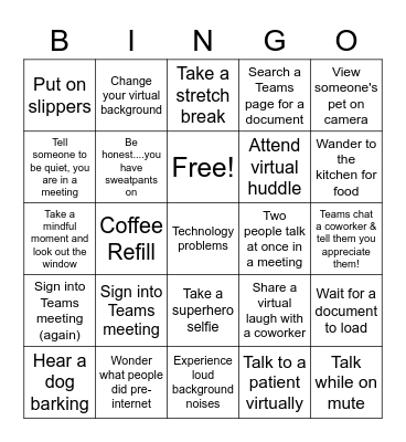Virtual Work BINGO Card