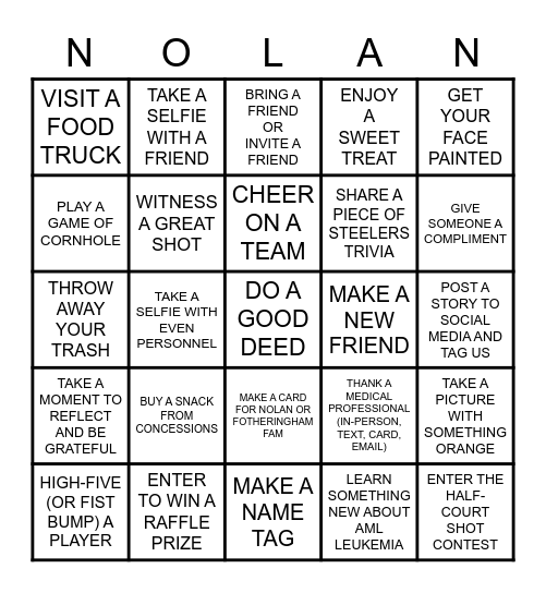 Nolan Strong Bingo Card