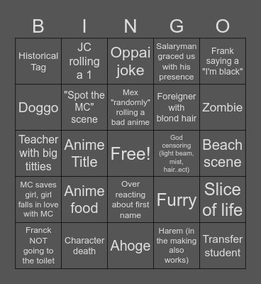 WEEB CARD Bingo Card