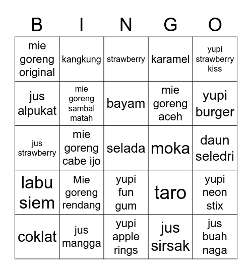 BINGO ongsenwu Bingo Card