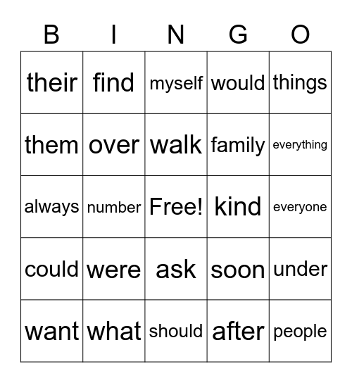 Snappo Bingo Card
