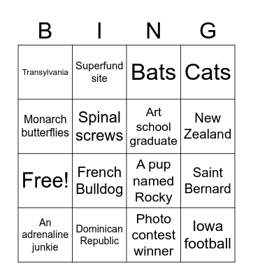 PathA Orientation Bingo Card