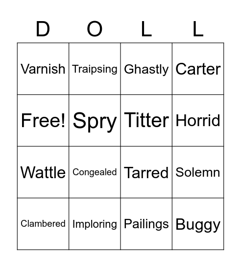 The Doll's House Bingo Card