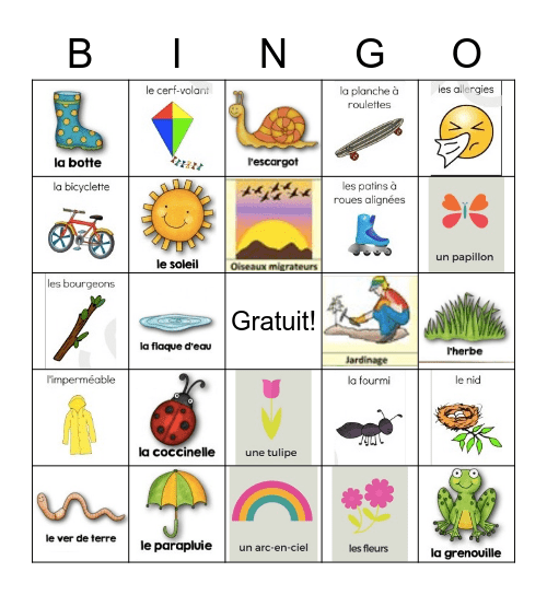 Le printemps Bingo Card