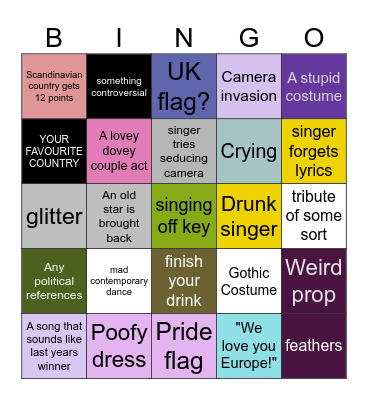 Eurovision bingo ! Bingo Card