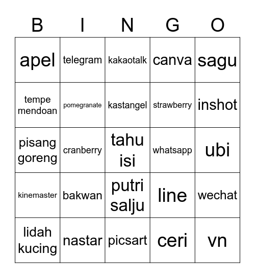 BINGO ONG PT 3 Bingo Card