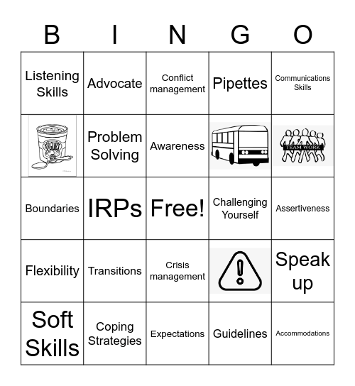 Work Readiness Topics Bingo Card