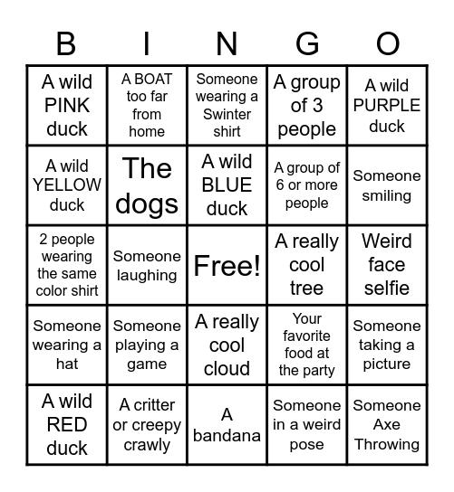 Swinter Party Photo Bingo Card